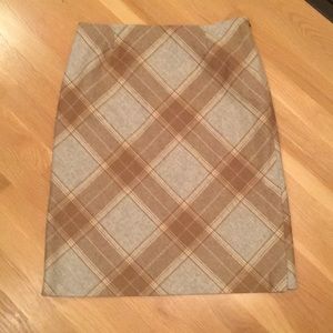 Wool blend plaid knee-length skirt